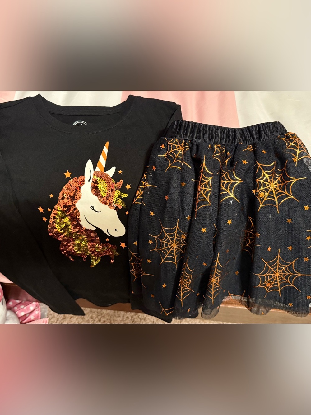 Unicorn Halloween t-shirt & web skirt